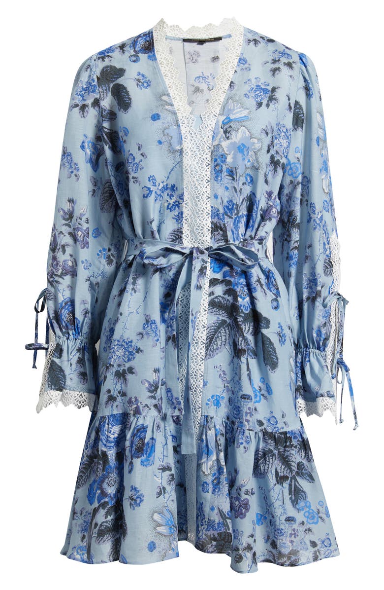 KOBI HALPERIN Beli Tie Waist Long Sleeve Dress, Main, color, Powder Blue Multi