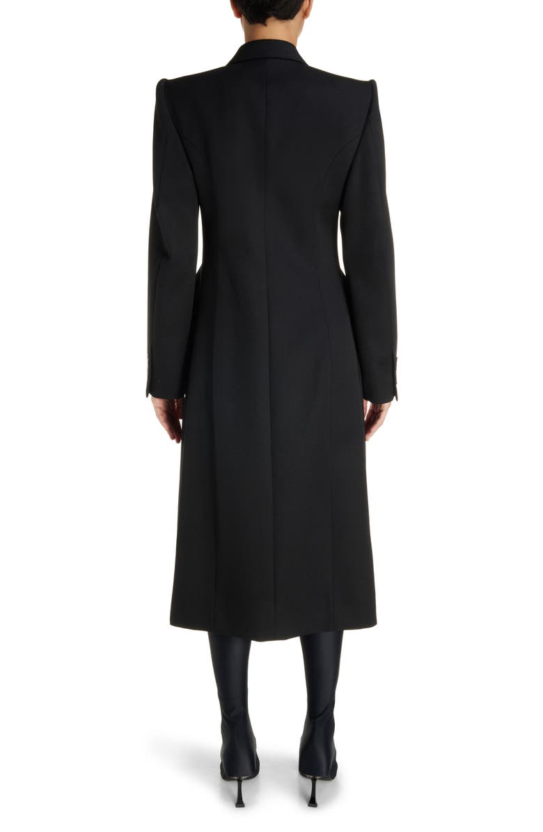 Balenciaga Hourglass Double Breasted Wool Gabardine Coat, Alternate, color, 