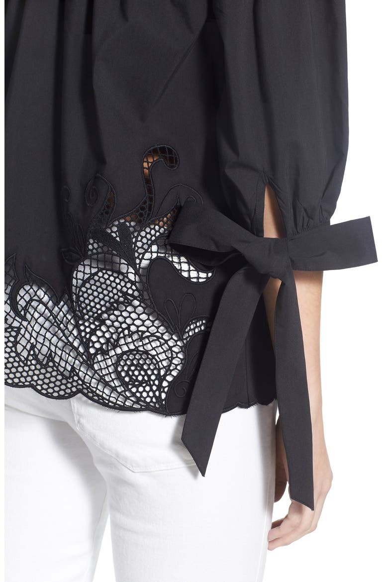 Off the Shoulder Cutout Shirt, Alternate, color, BLACK