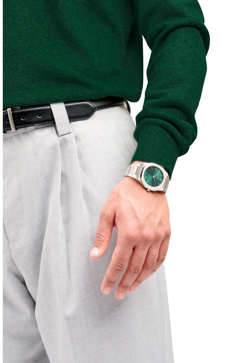 Scarabeo Ultra Thin Bracelet Watch, 40mm, Alternate, color, SILVER/ GREEN