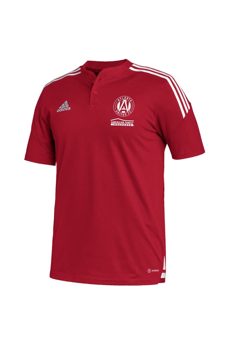 Men's adidas Red Atlanta United FC Henley AEROREADY Polo, Alternate, color, Red