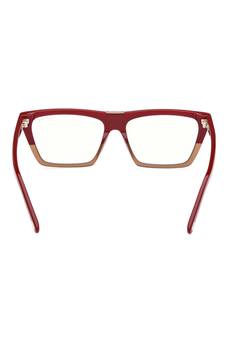 57mm Square Blue Light Blocking Glasses, Alternate, color, COLOR BLOCK RED / CHAMPAGNE