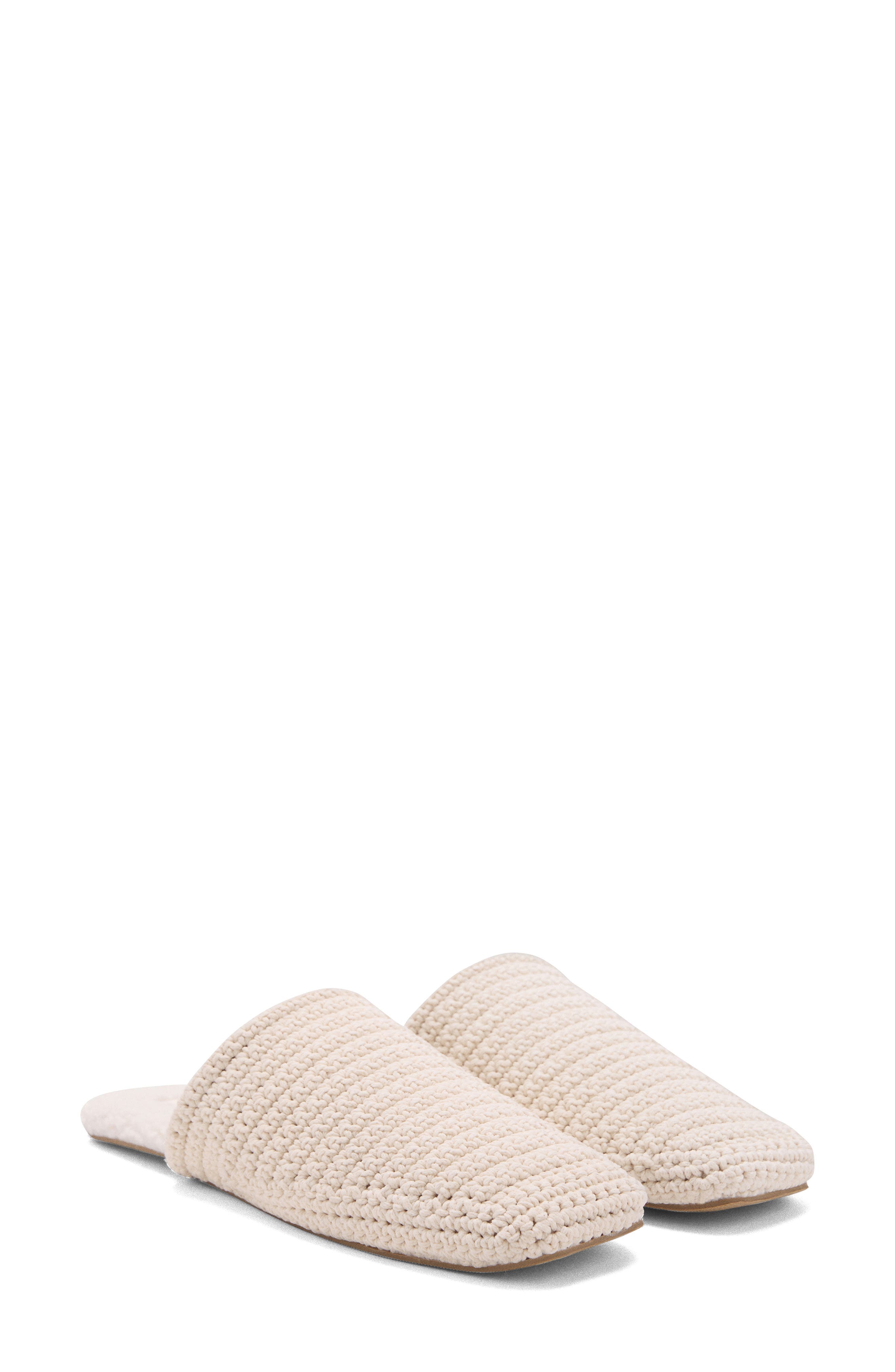 MANGO Crochet Mule Slipper, Main, color, Ivory White