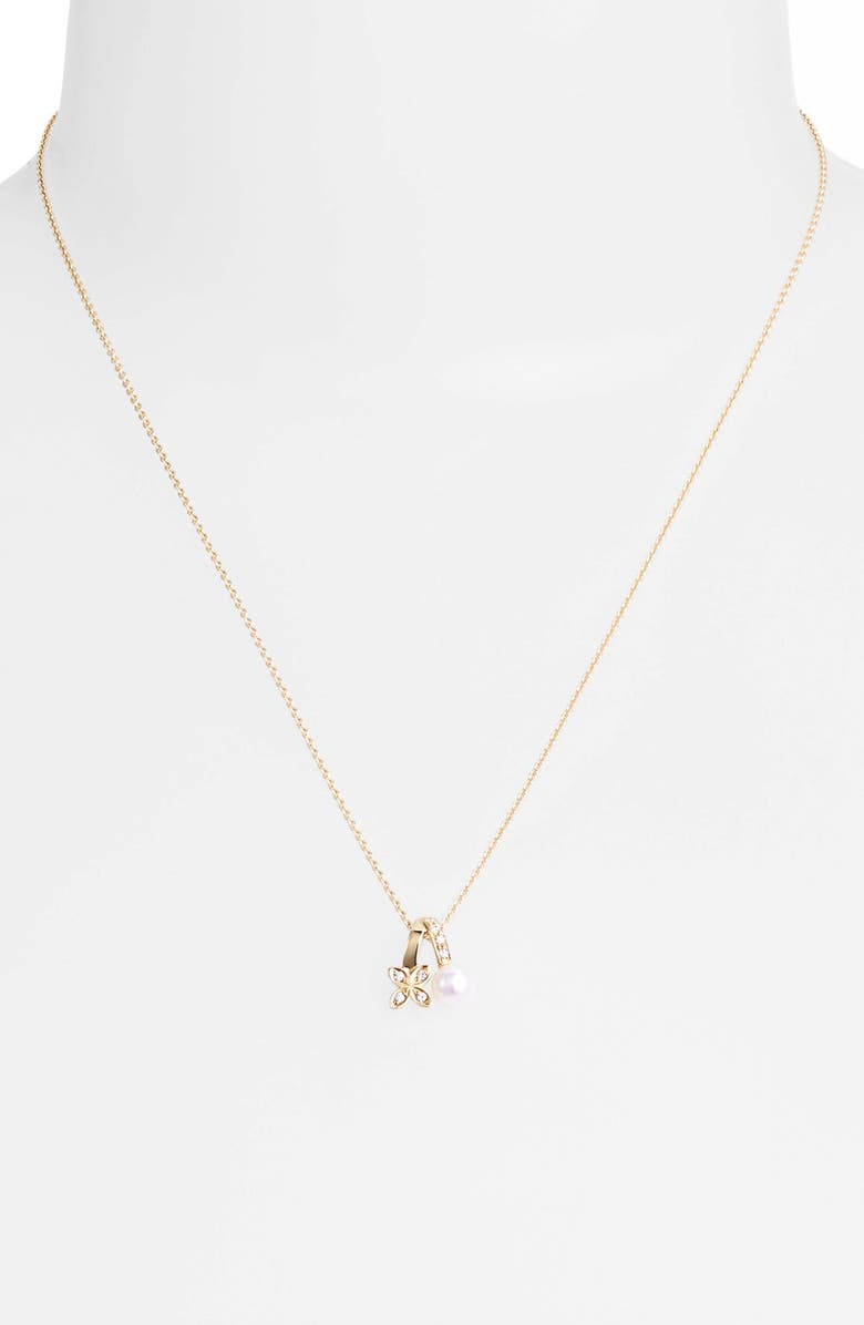 Mikimoto Akoya Pearl & Diamond Pendant Necklace, Alternate, color,