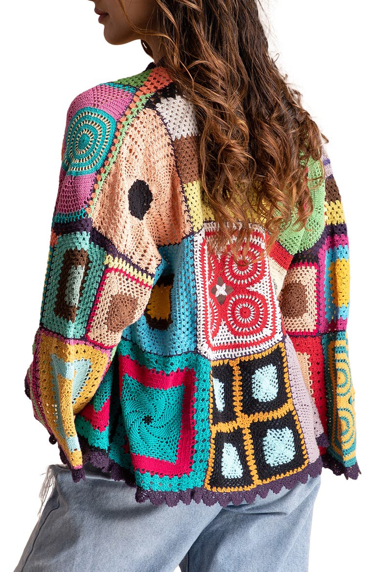Crochet Cotton Jacket, Alternate, color, WHITE MULTI