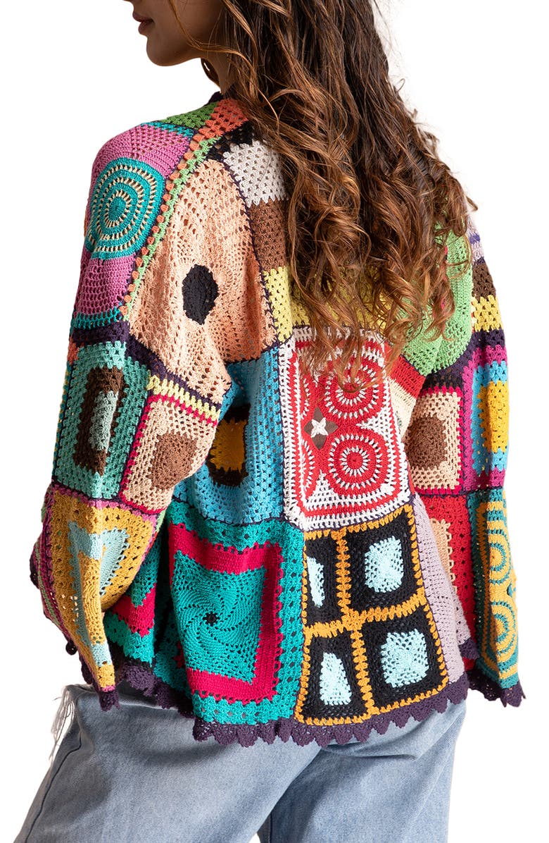 SAACHI Crochet Cotton Jacket, Alternate, color, White Multi