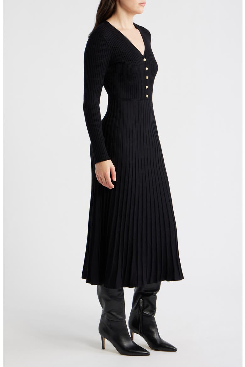 Long Sleeve Ribbed Maxi Sweater Dress, Alternate, color, BLACK