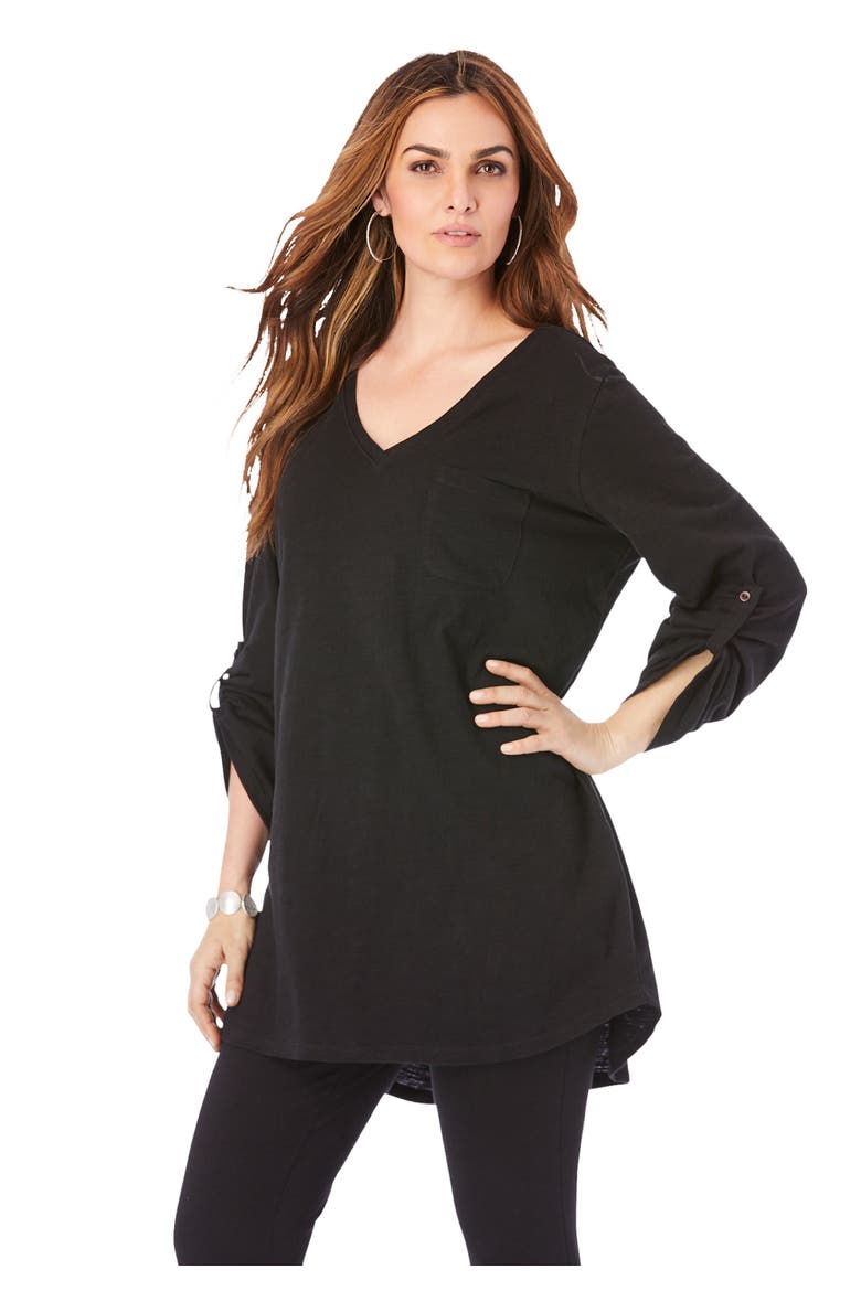 Boyfriend Textured Tunic, Main, color, BLACK
