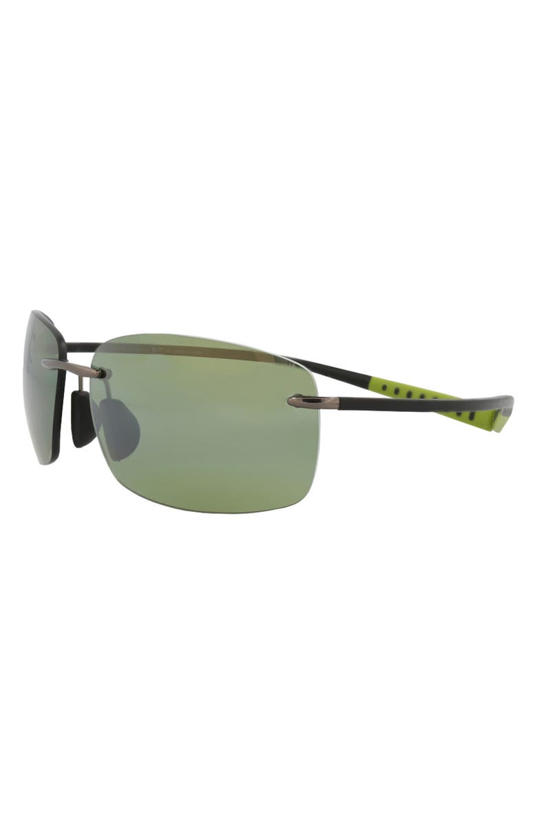 Maui Jim Core 64mm Polarized Rectangular Sunglasses, Alternate, color, Gunmetal/ Green