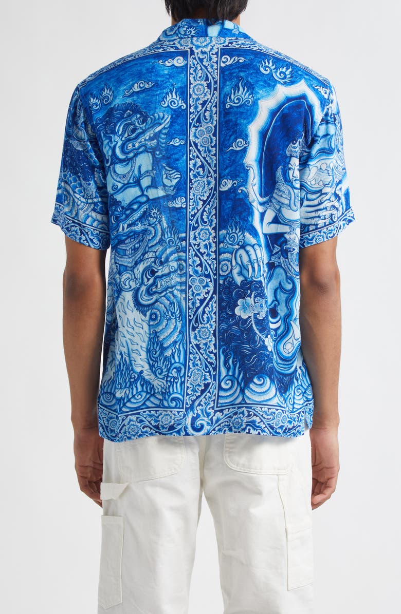 ENDLESS JOY Gajah Wakta Button-Up Shirt, Alternate, color, Blue/ White