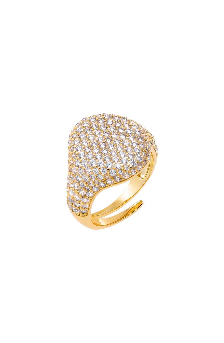 BY ADINA EDEN Pave Statement Pinky Signet Adjustable Ring, Main, color, Gold