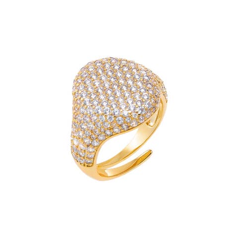Pave Statement Pinky Signet Adjustable Ring