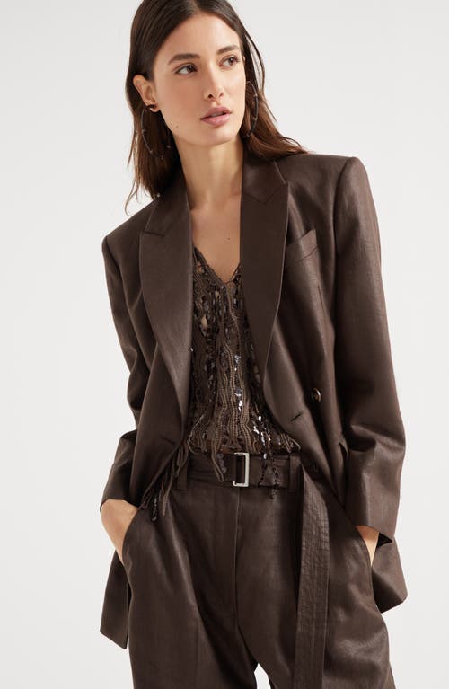Brunello Cucinelli Twill Blazer In Chocolate