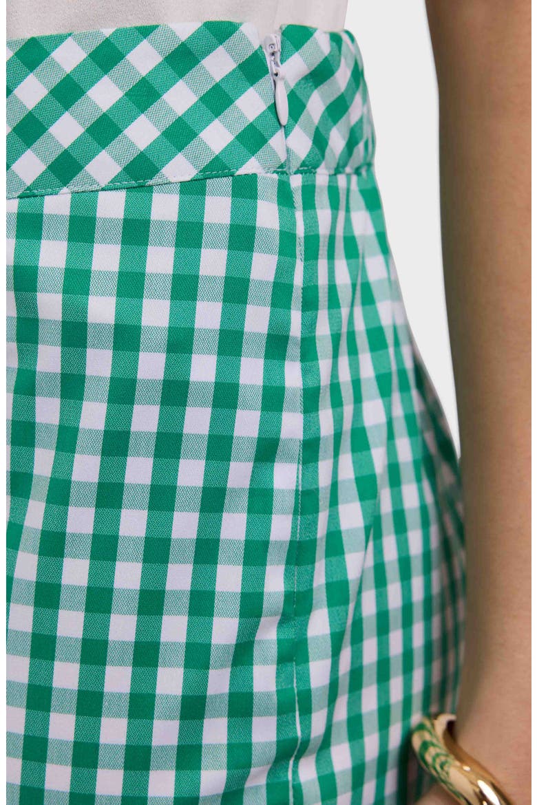 Elaine Gingham Scallop Hem Capri Pants, Alternate, color, GREEN/ WHITE