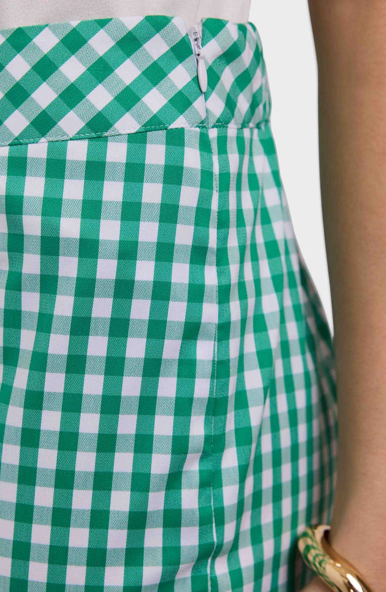 Foxcroft Elaine Gingham Scallop Hem Capri Pants, Alternate, color, Green/ White