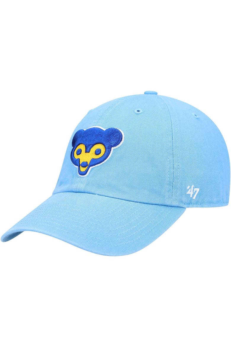Men's '47 Light Blue Chicago Cubs Logo Cooperstown Collection Clean Up Adjustable Hat, Main, color, Light Blue