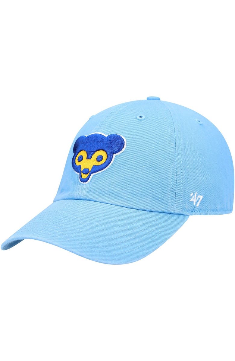 '47 Men's '47 Light Blue Chicago Cubs Logo Cooperstown Collection Clean Up Adjustable Hat, Main, color, 