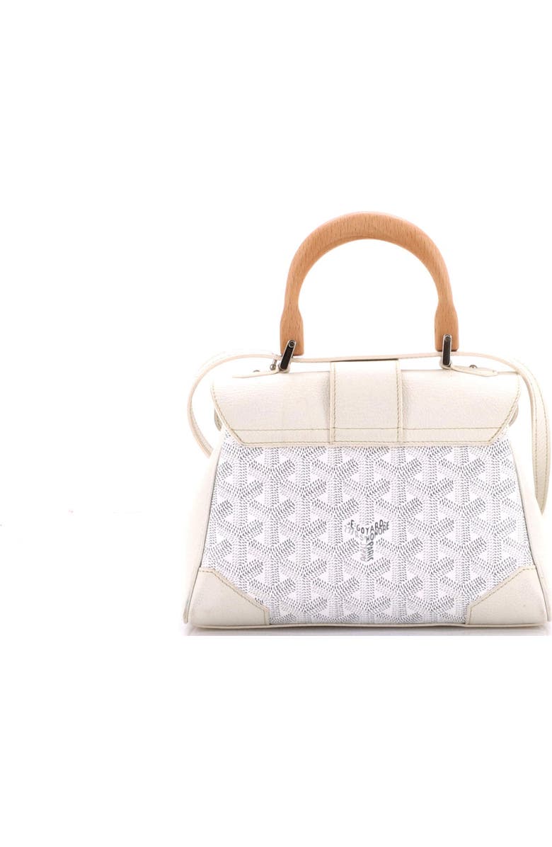 Pre-Owned Goyard Saigon Top Handle Bag Coated Canvas with Leather Mini, Alternate, color, White