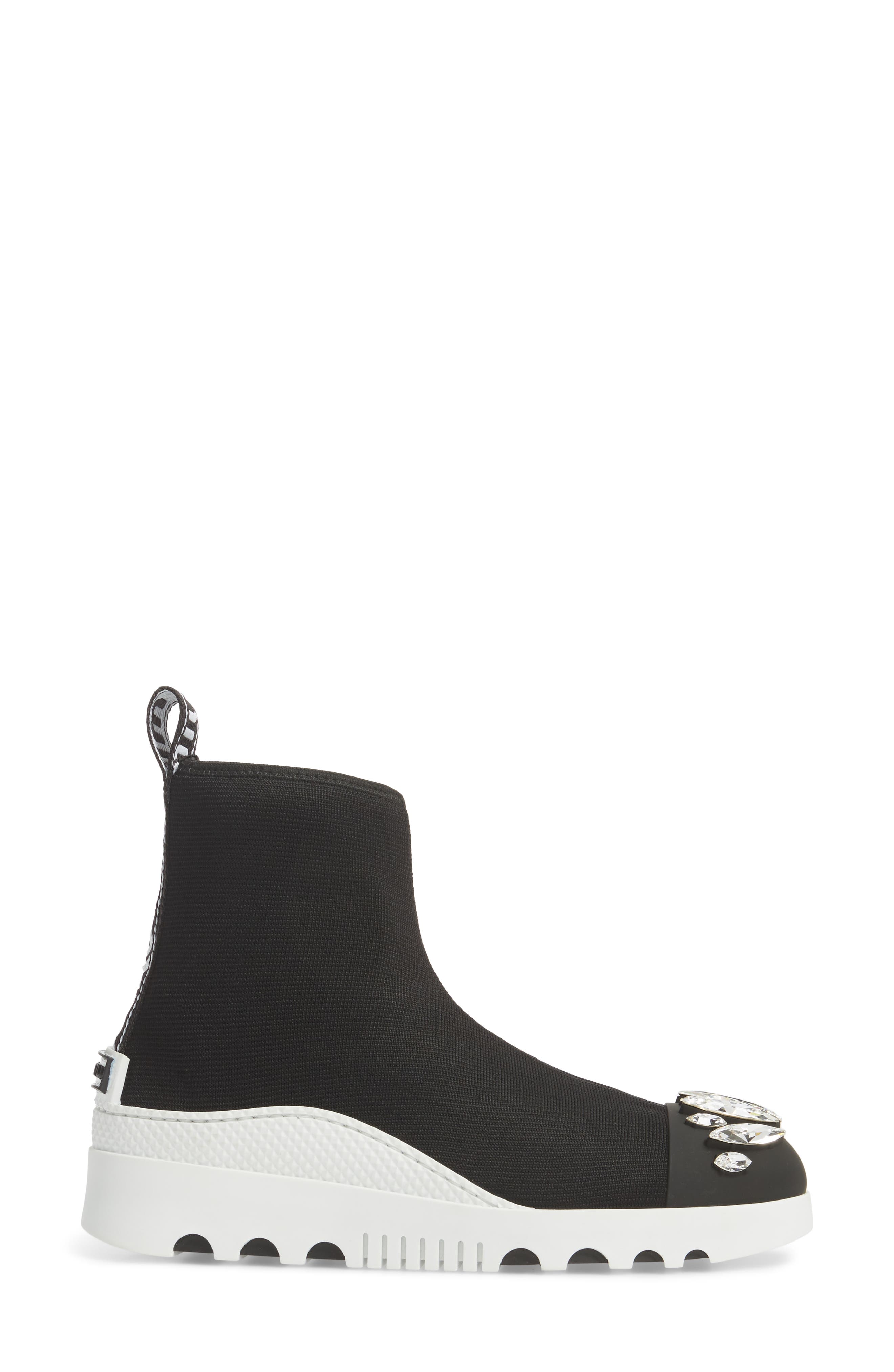 Miu Miu Embellished Sock Boot, Alternate, color, 