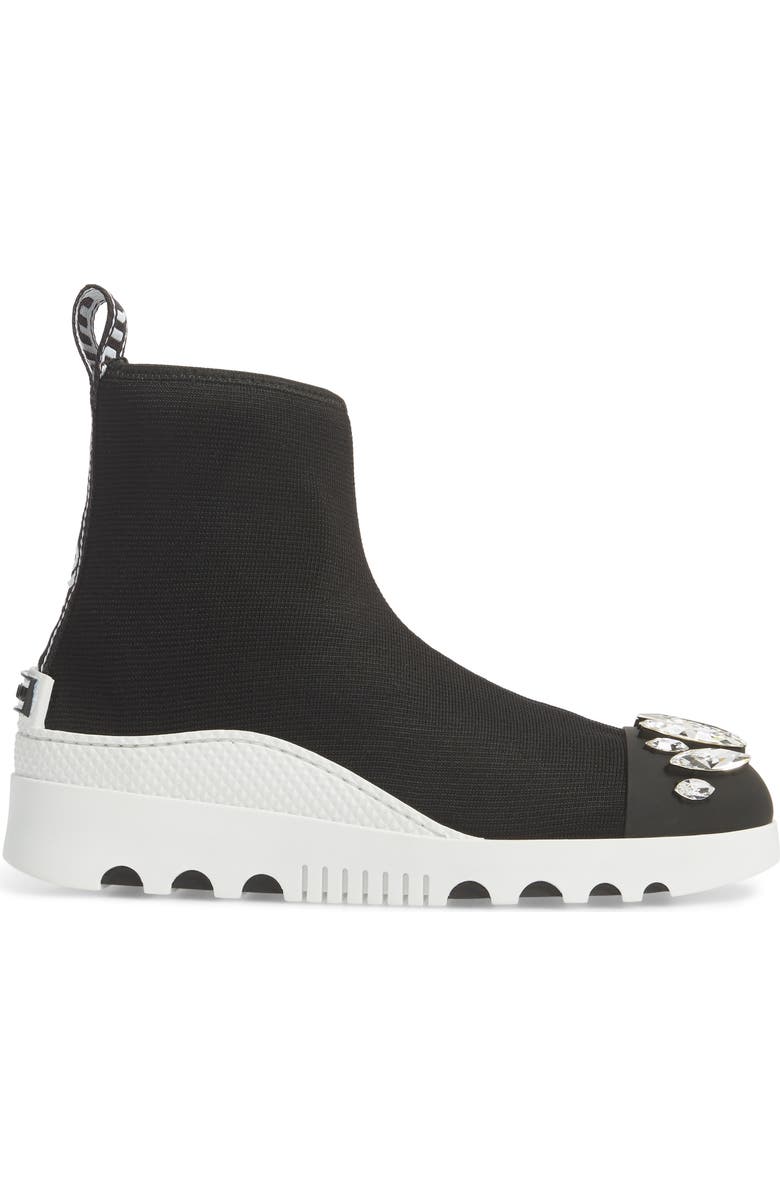 Miu Miu Embellished Sock Boot, Alternate, color,