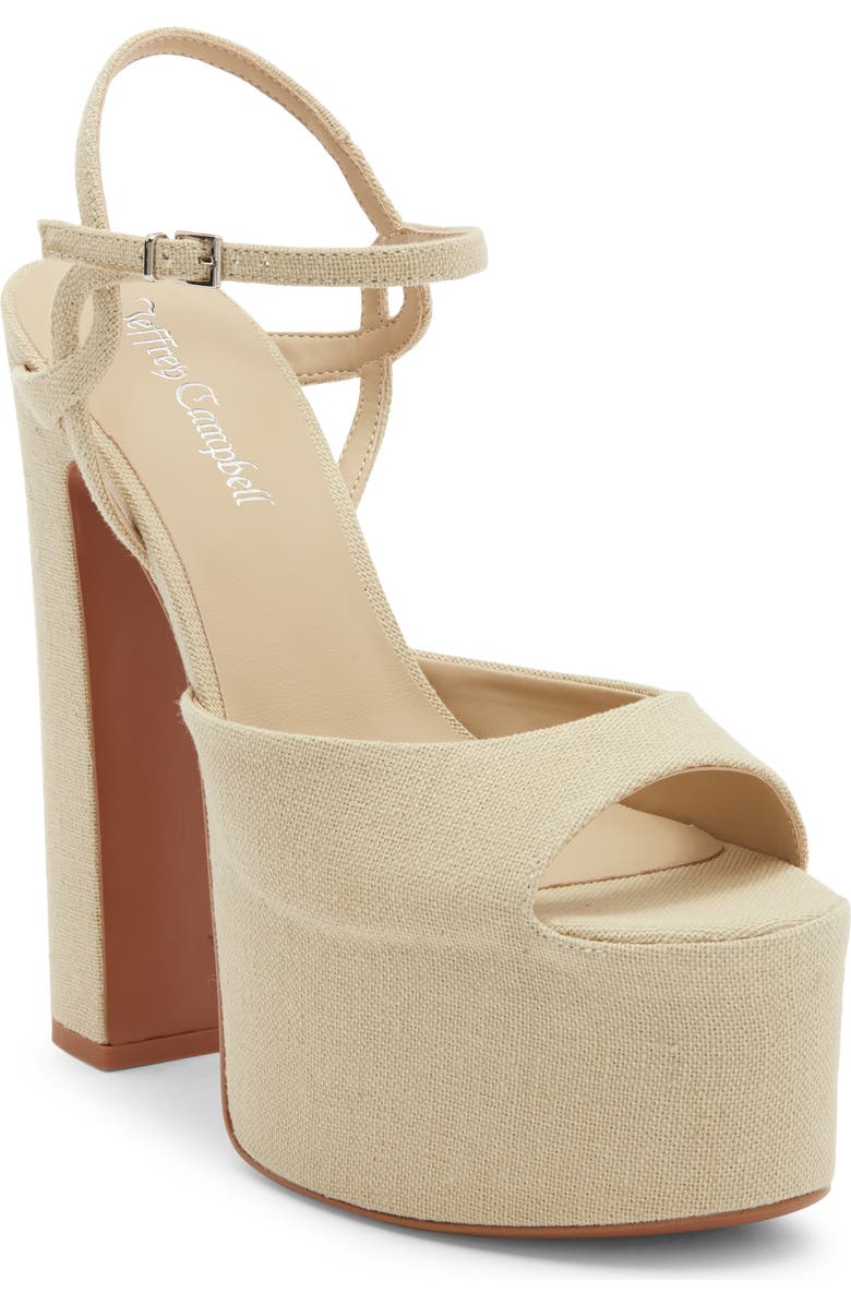 Jeffrey Campbell Ever Last Ankle Strap Platform Sandal, Main, color, Beige Canvas