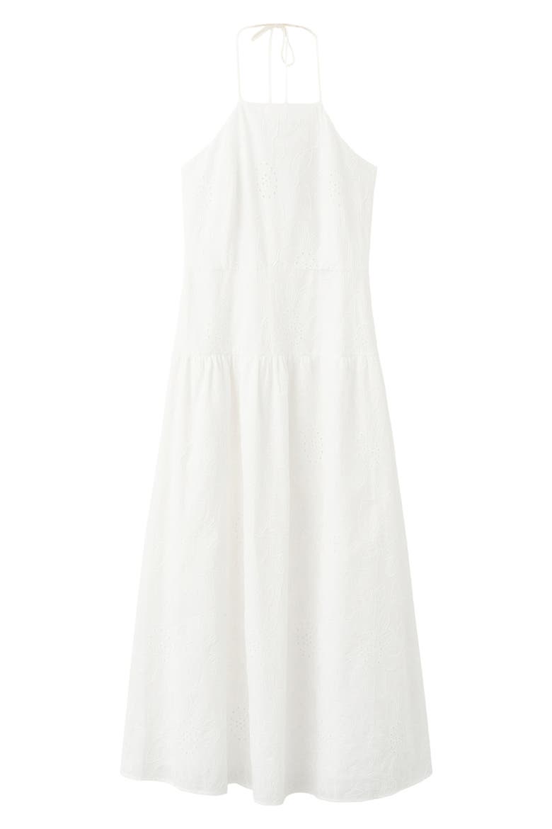 Embroidered Cotton Halter Dress, Alternate, color, OFF WHITE