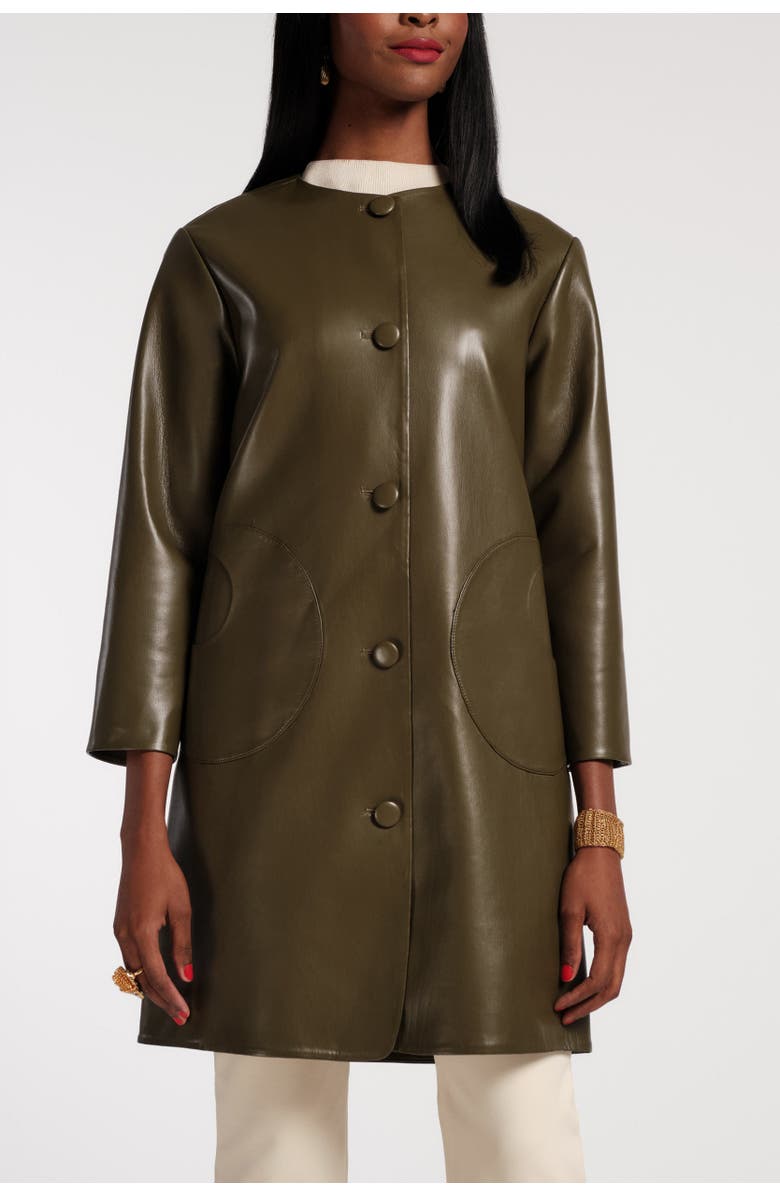 Frances Valentine Mod Jacket Faux Leather, Main, color, Olive