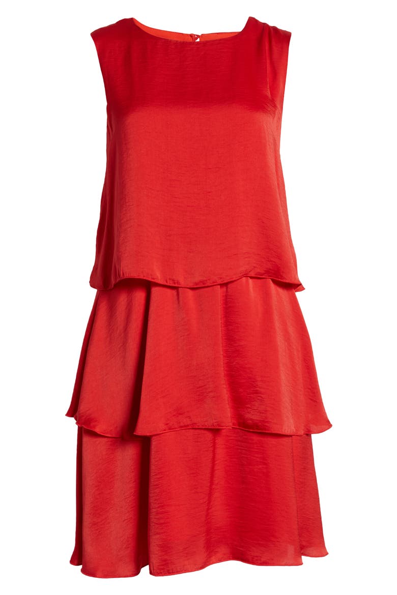 Tiered Shift Dress, Alternate, color, RED