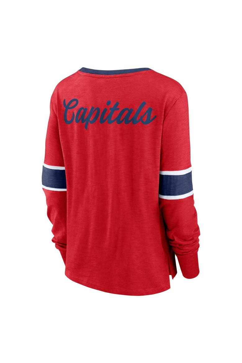 Women's Fanatics Branded Red Washington Capitals Effervescent Exclusive Lace-Up Long Sleeve T-Shirt, Alternate, color, Red