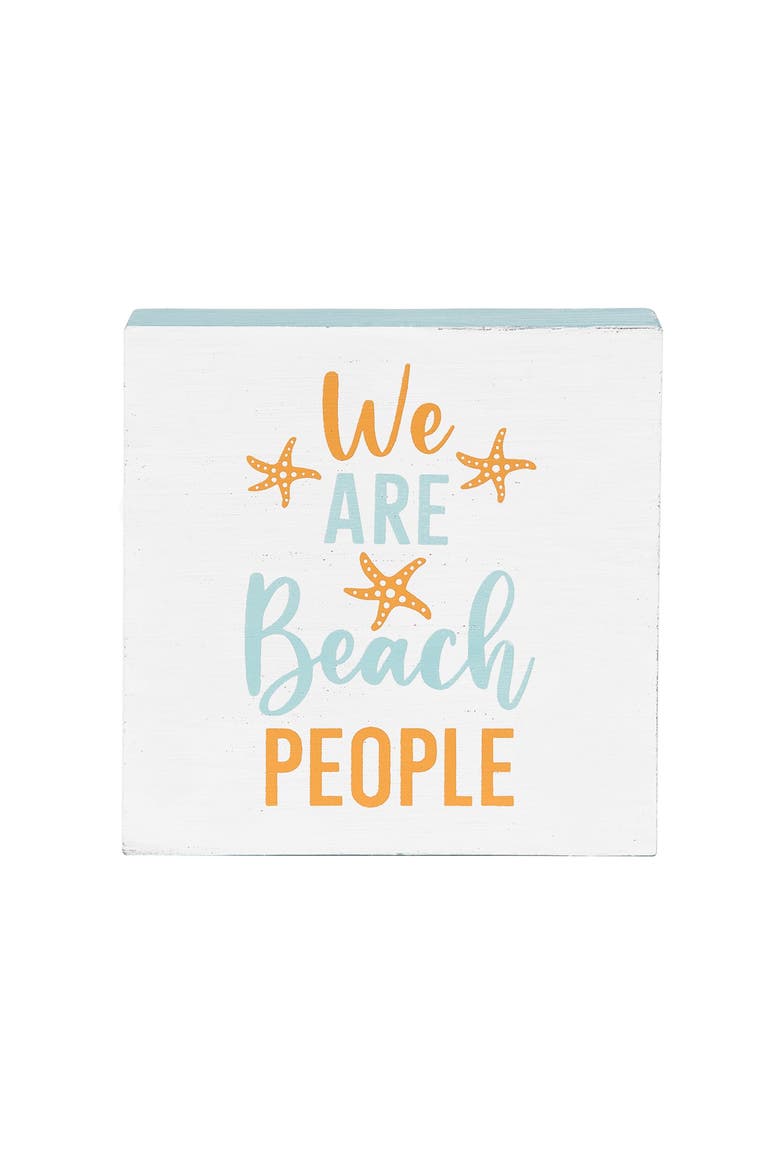We Are Beach People Decorative Shelf Block, Main, color, White