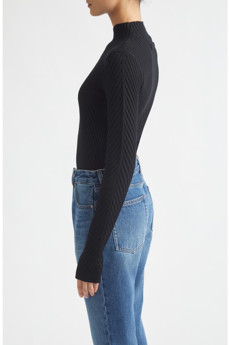 Georgia Merino Wool Rib Sweater, Alternate, color, BLACK