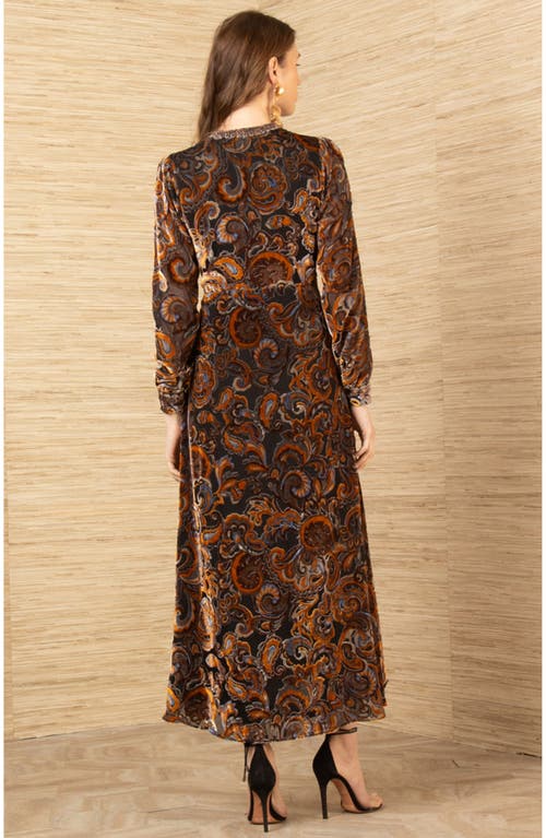 Hale Bob Clarissa Velvet Midi Dress In Brown
