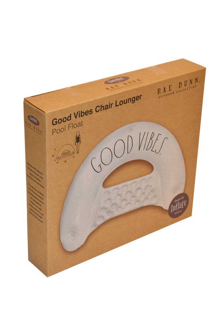Good Vibes Chair Lounger 55 inch x 36 inch Water & Pool Inflatable, Alternate, color, White