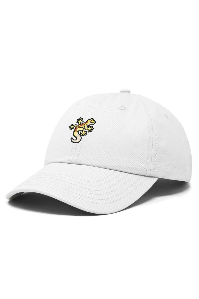 Gecko Embroidered Casual Cap, Alternate, color, White