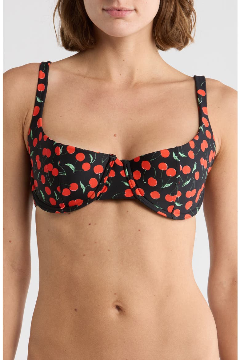 Cherry Underwire Bikini Top, Main, color, BLACK CHERRIES003