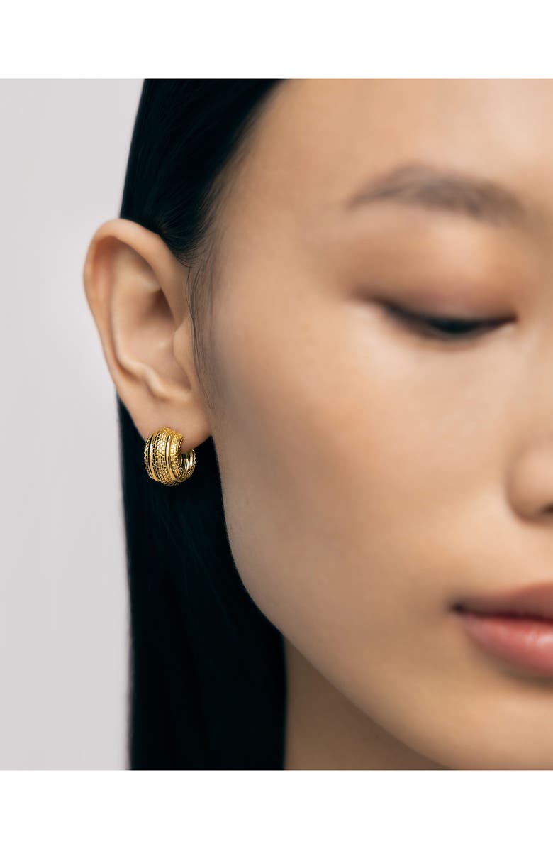 Monica Vinader Heirloom Chunky Huggie Hoop Earrings, Alternate, color, 18Ct Gold Vermeil