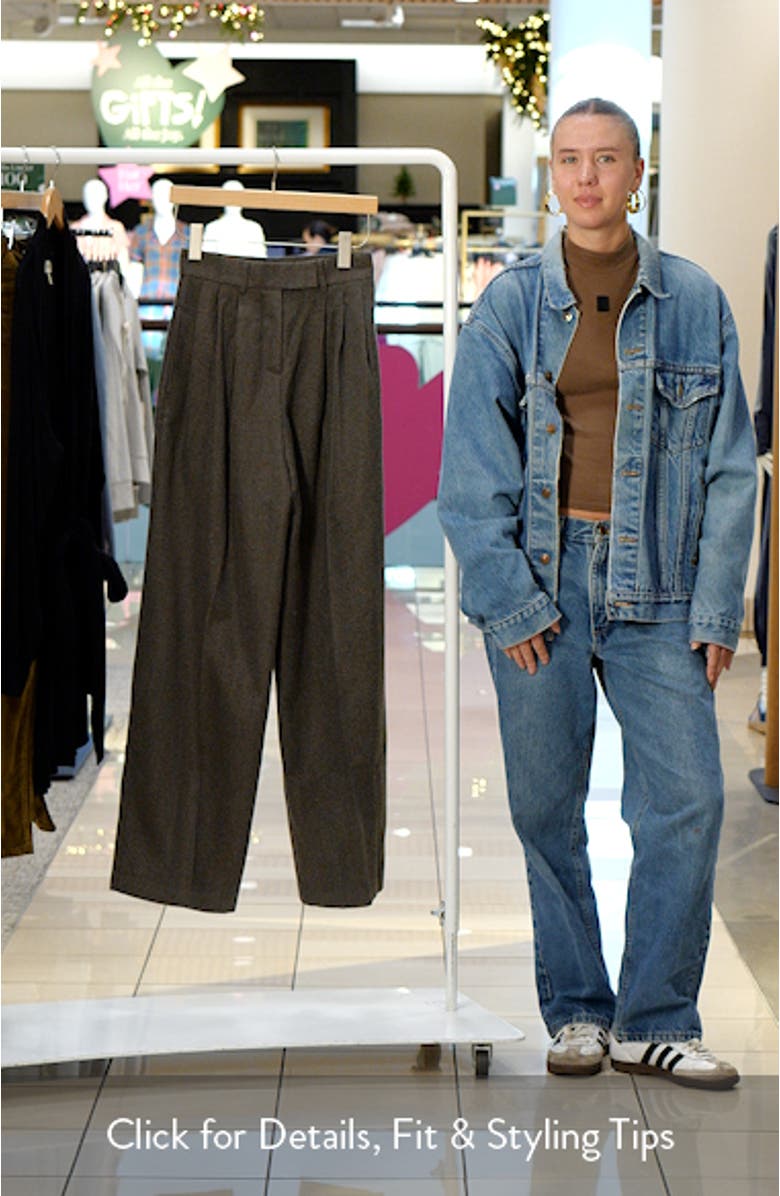 Herringbone Pleated Wide Leg Pants, sales video thumbnail