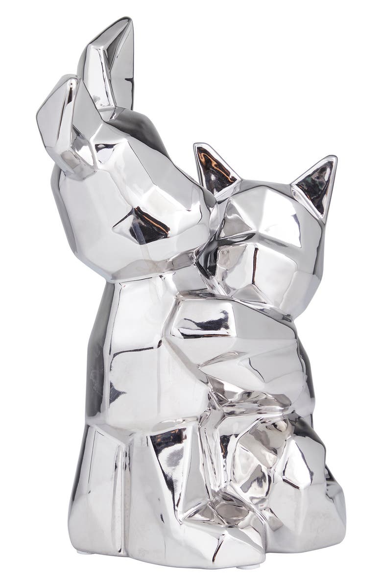 COSMO BY COSMOPOLITAN Silvertone Porcelain Cubist Dog Sculpture, Alternate, color, Silver