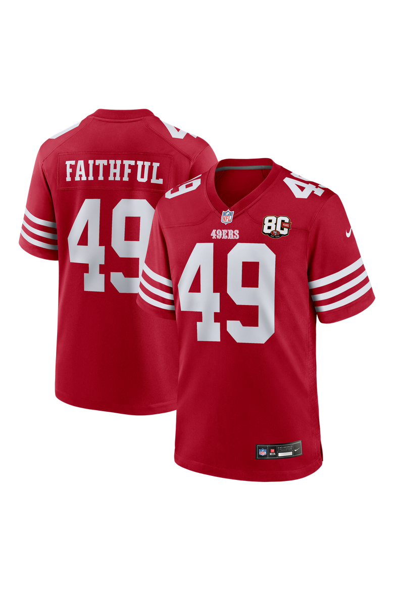 Men's Nike The Faithful Scarlet San Francisco 49ers 80th Anniversary Game Jersey, Main, color, Scarlet