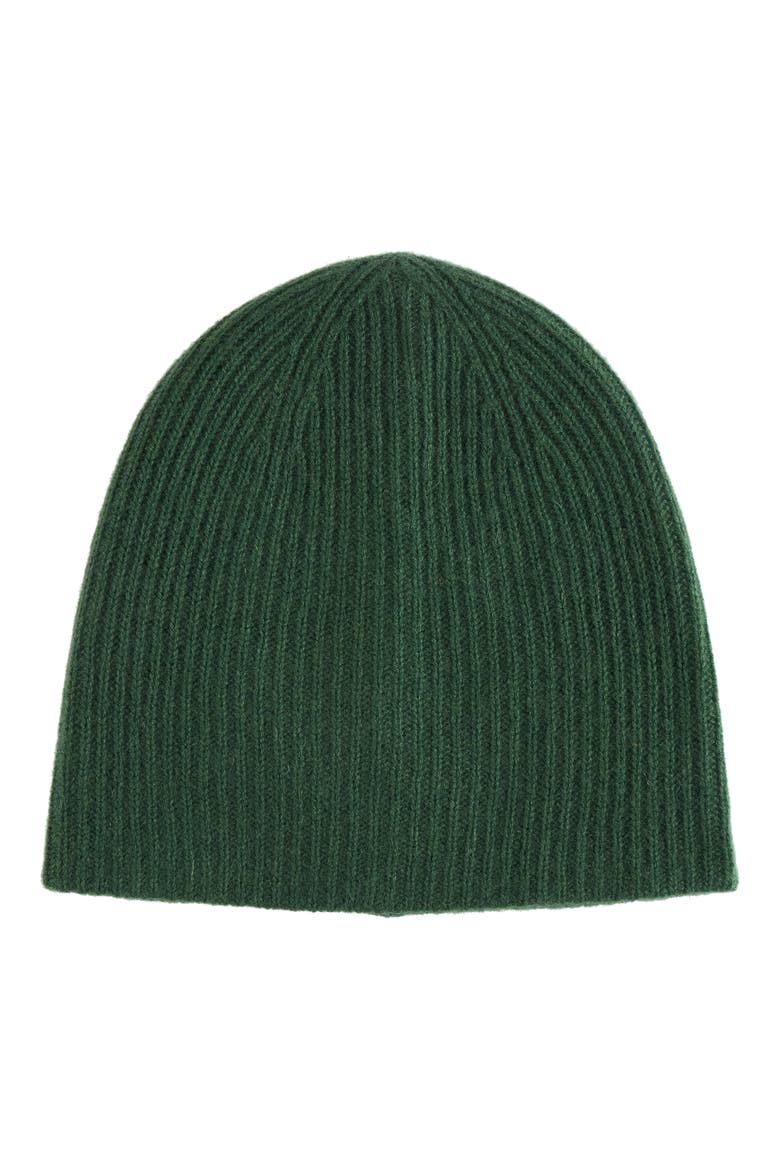 Cashmere Double Layer Rib Knit Beanie, Main, color, CEDAR