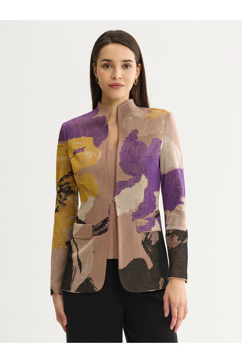 Tailored Floral Jacquard Flat Knit Jacket, Main, color, Charmeuse/Fresh Purple
