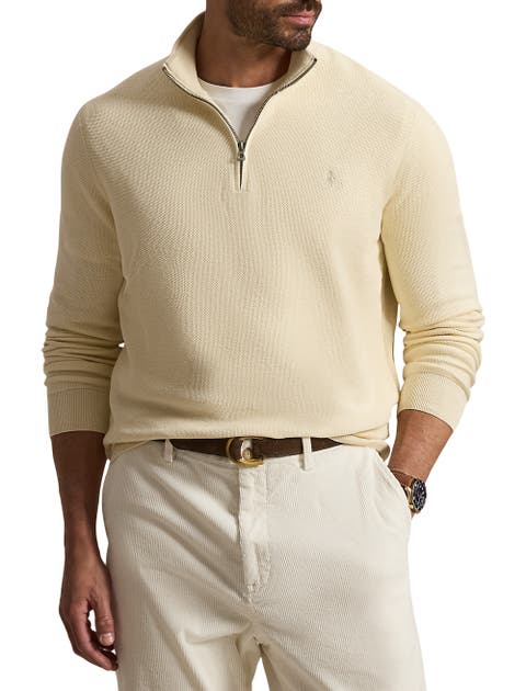 Big & Tall Pima Cotton 1/2-Zip Sweater