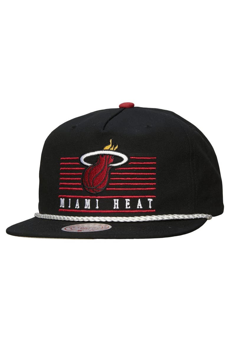 Mitchell & Ness Men's Mitchell & Ness Black Miami Heat Ascend Deadstock Snapback Hat, Main, color, Black