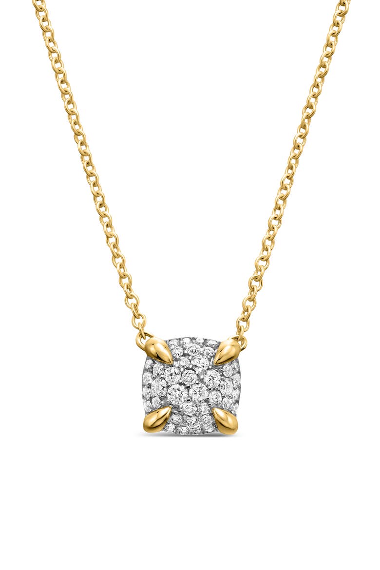 Petite Chatelaine® 18K Yellow Gold & Diamond Pendant Necklace, 7mm, Main, color, DIAMOND
