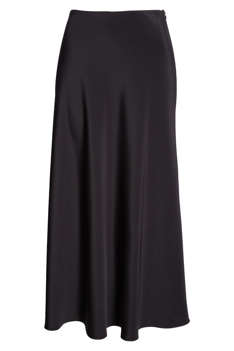 Bias Cut Silk Stretch Crêpe de Chine Skirt, Alternate, color, BLACK