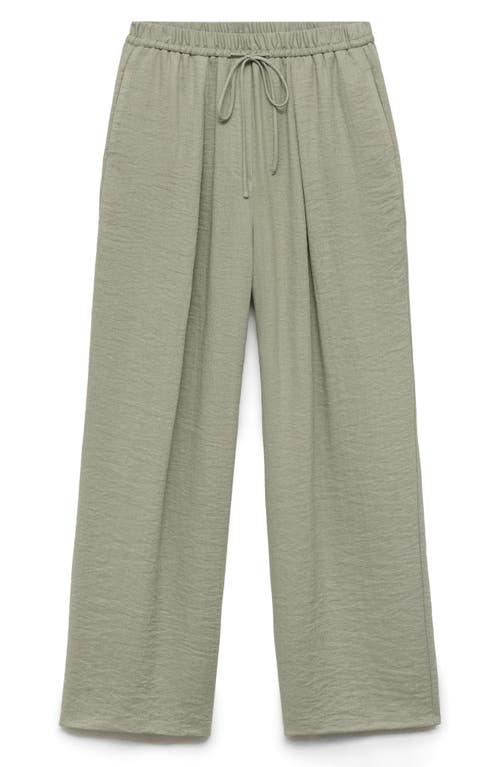 Mango Textured Straight Leg Pants In Green