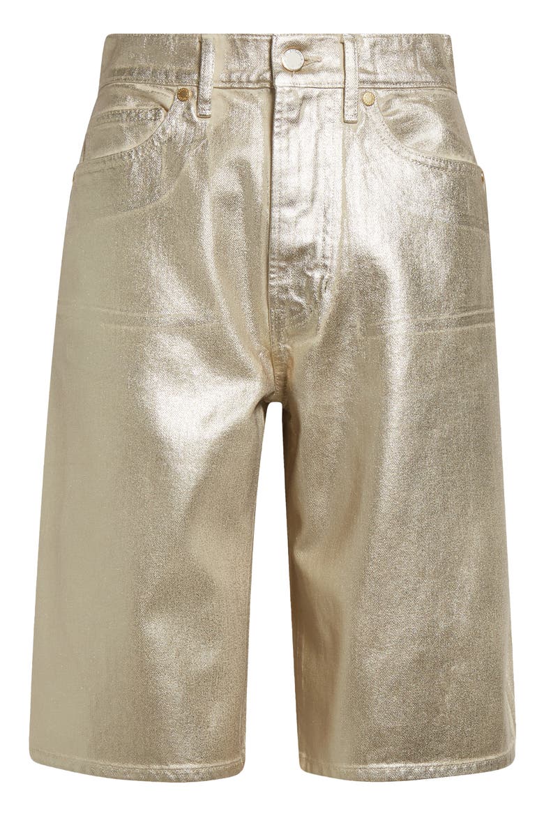 Metallic Bermuda Denim Shorts, Alternate, color, GOLD