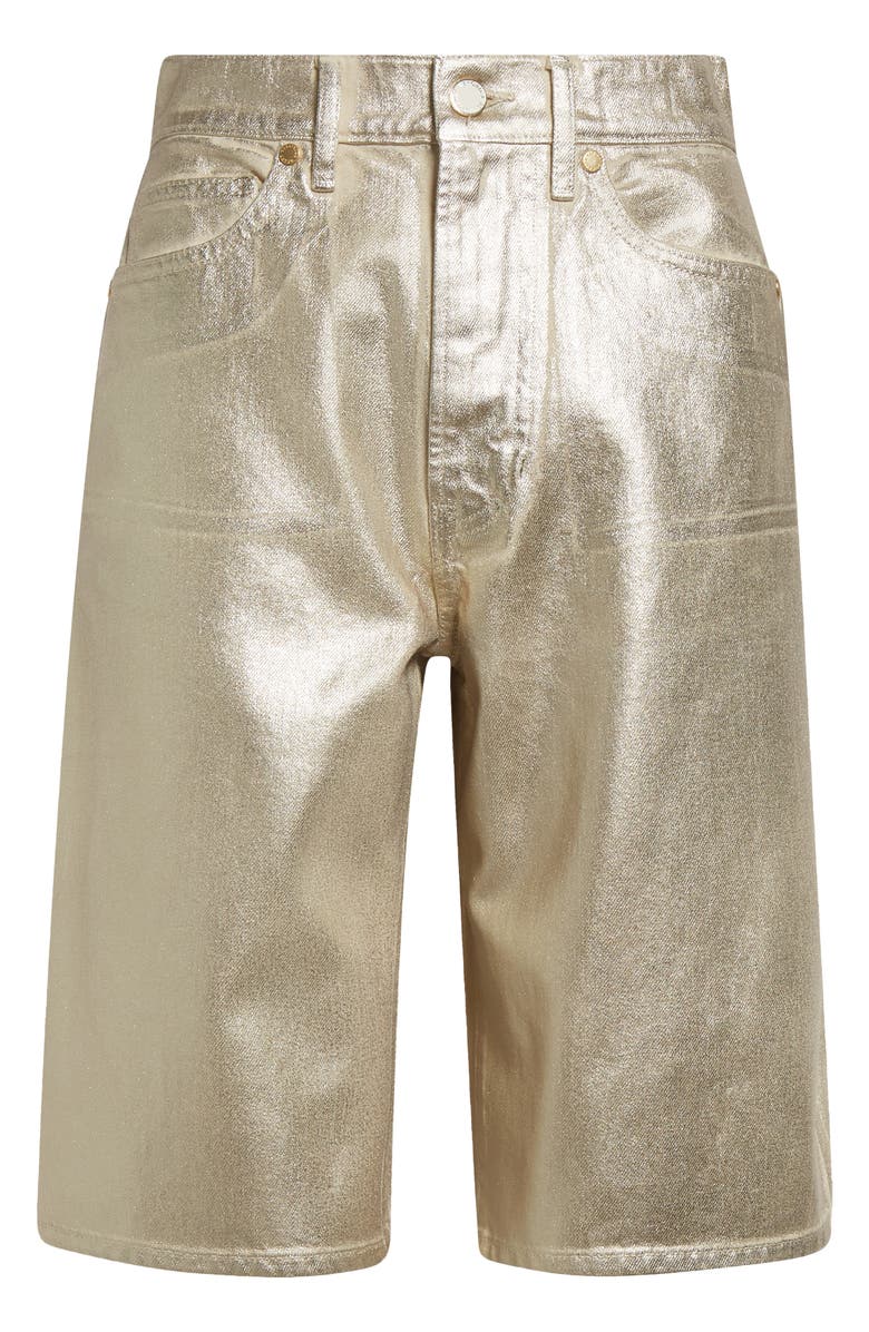 Veronica Beard Metallic Bermuda Denim Shorts, Alternate, color, Gold