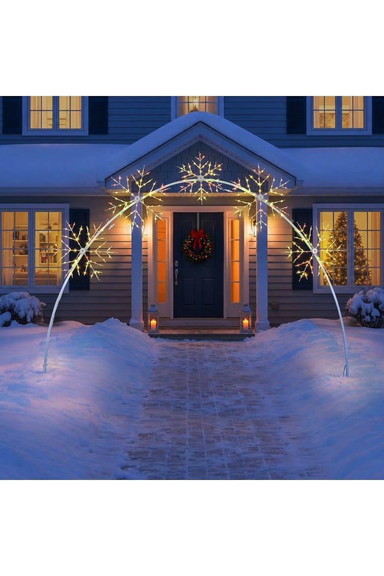 10 ft. Illuminated Snowflake Arch with Lightshow, Alternate, color, Multicolored