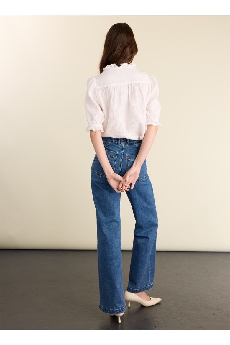 Bryony Mandarin Collar Textured Blouse, Alternate, color, Pure White